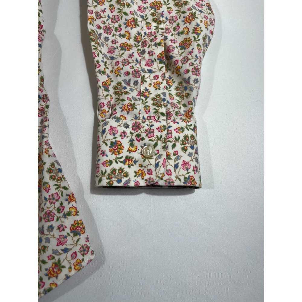 Lands' End Women's 10P Petite Non Iron Pinpoint Oxford Shirt Floral Long Sleeve - Picture 10 of 13
